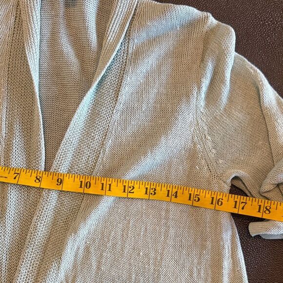 J.Jill Women's Light Green Open Front Long Line Cardigan size Medium Petite - Picture 7 of 8